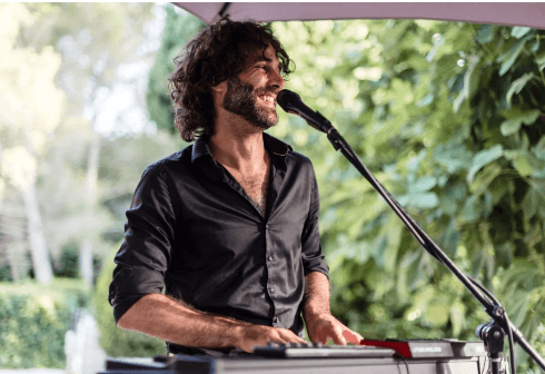 Musician at keyboard